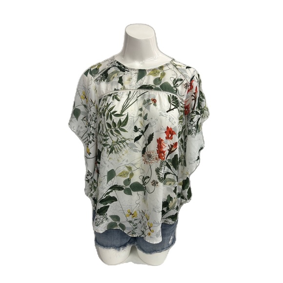 JOSEPH A FLORAL TOP RUFFLED SHOULDER IN SIZE SMALL - Picture 2 of 10